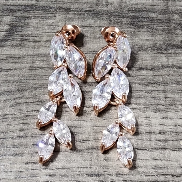 Dillards Jewelry - Elegant Rose Gold Crystal Drop Earrings